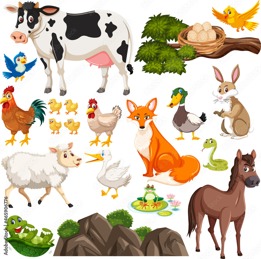 Seamless pattern with cute wild animals on white background Seamless pattern with cute wild animals on white background