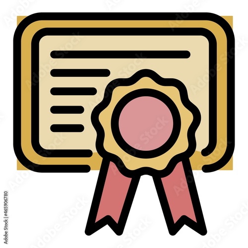 Groomer diploma icon. Outline groomer diploma vector icon color flat isolated