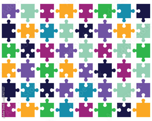 Colorful shiny puzzle on a white background, separate pieces 
