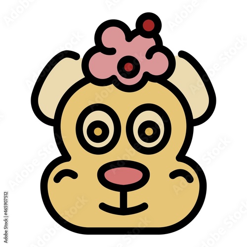 Groomer dog head wash icon. Outline groomer dog head wash vector icon color flat isolated