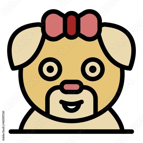 Groomer puppy dog icon. Outline groomer puppy dog vector icon color flat isolated
