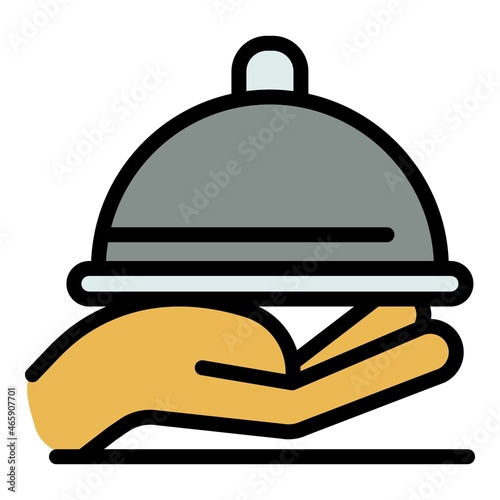 Butler tray icon. Outline butler tray vector icon color flat isolated