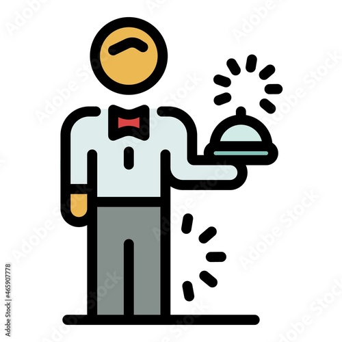 Hotel butler icon. Outline hotel butler vector icon color flat isolated