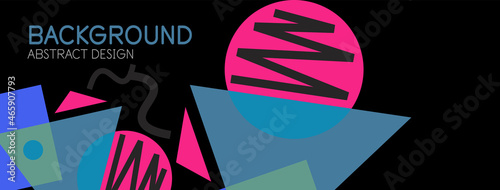 Abstract background. Blocks, lines, triangles, circles composition. Techno or business concept for wallpaper, banner, background, landing page
