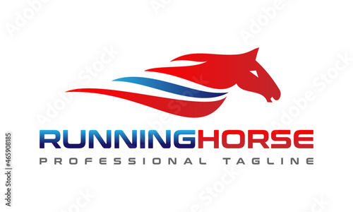 Minimal Power Running Horse Logo Design Vector Icon Illustrations.
