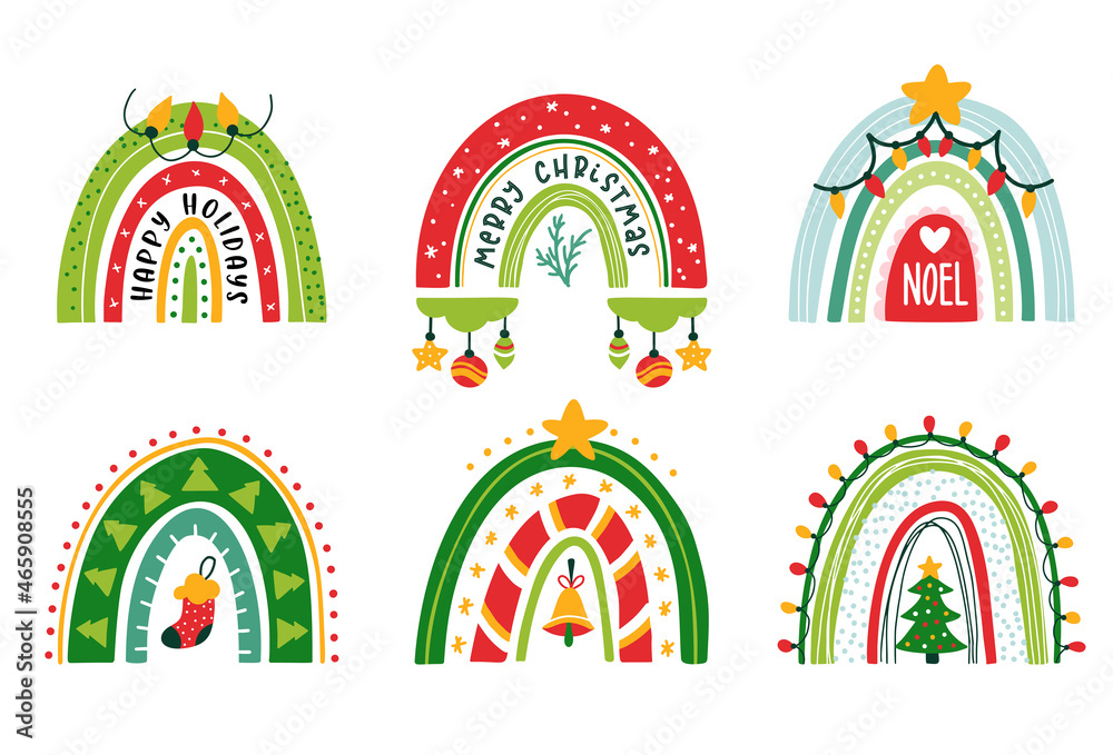 Christmas rainbow vector set xmas Winter pattern Christmas rainbow vector set xmas Winter pattern