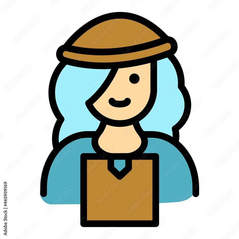 Woman courier delivery icon. Outline woman courier delivery vector icon color flat isolated Woman courier delivery icon. Outline woman courier delivery vector icon color flat isolated