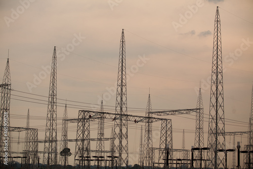 Industrial Power Lines and High Voltage Lines Electricity. High quality photo