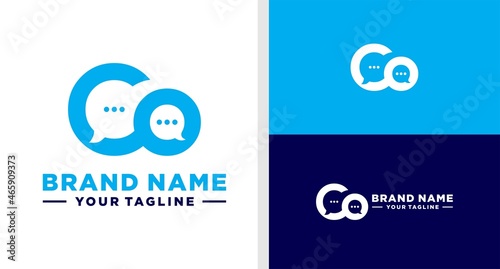 CO LOGO BUBBLE CHAT NEGATIVE SPACE MONOGRAM