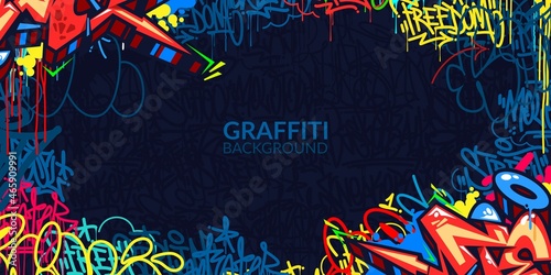 Colorful Abstract Hip Hop Street Art Graffiti Style Urban Calligraphy Vector Illustration Background Art
