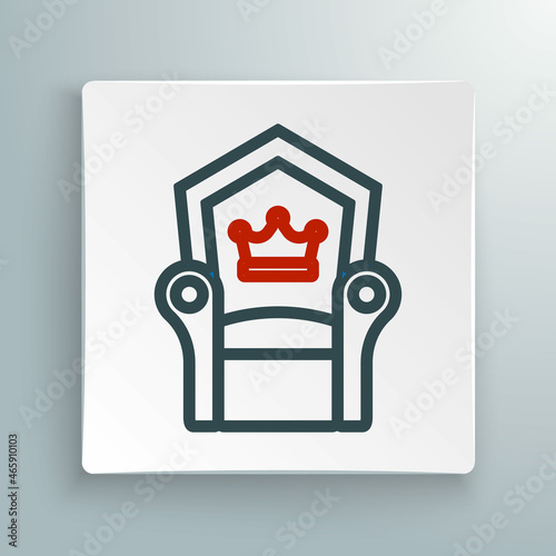Line Medieval throne icon isolated on white background. Colorful outline concept. Vector