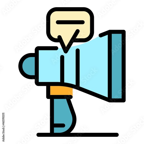 Portable megaphone icon. Outline portable megaphone vector icon color flat isolated