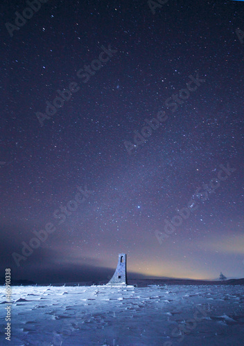 美しの塔と星空と雪原, 日本,長野県,上田市