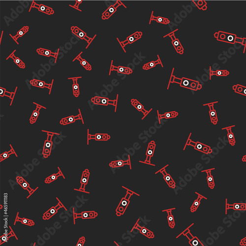 Line Train traffic light icon isolated seamless pattern on black background. Traffic lights for the railway to regulate the movement of trains. Vector