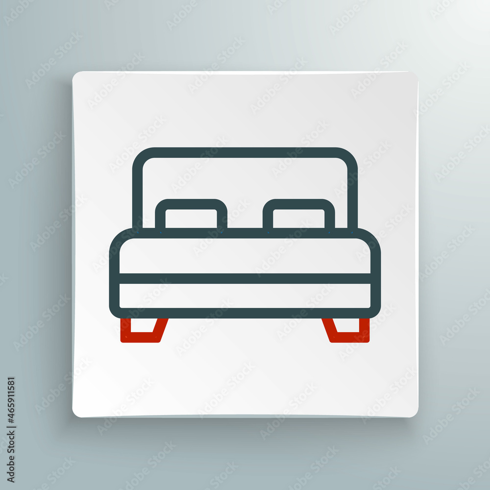Line Big bed for two or one person icon isolated on white background. Colorful outline concept. Vector Line Big bed for two or one person icon isolated on white background. Colorful outline concept. Vector