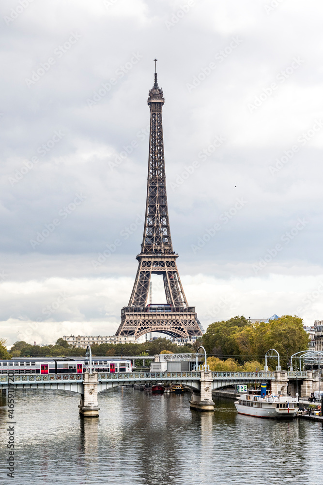 Eiffel Tower from the bridge of Bir-Hakeim in Paris France