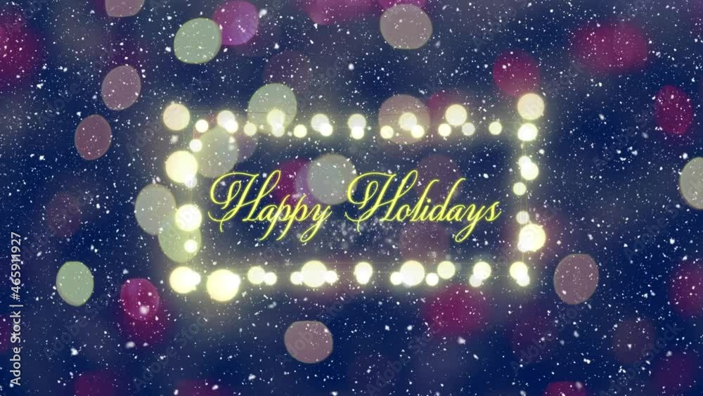 Animation of happy holidays text at christmas over snow falling Animation of happy holidays text at christmas over snow falling
