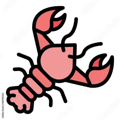 Gourmet lobster icon. Outline gourmet lobster vector icon color flat isolated