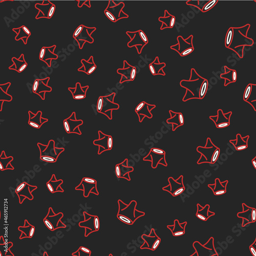 Line Tree stump icon isolated seamless pattern on black background. Vector