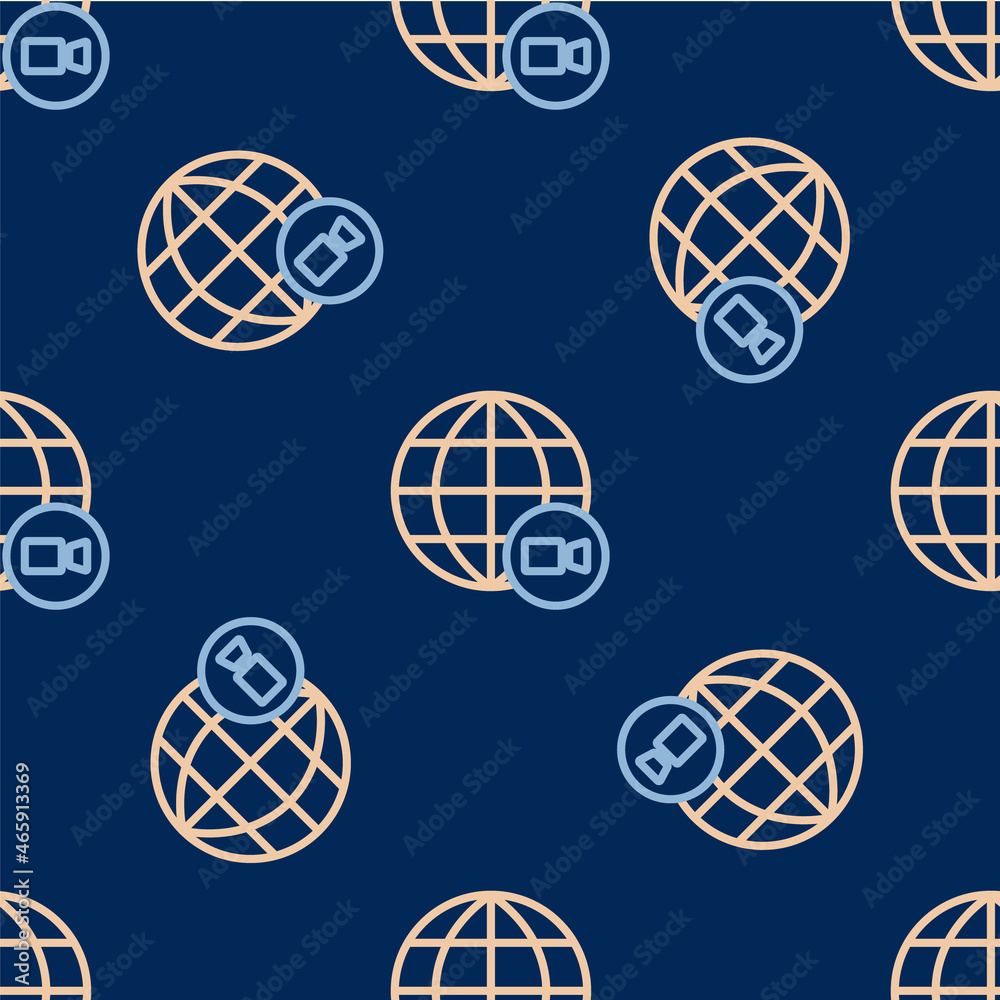 Line Video chat conference icon isolated seamless pattern on blue background. Online meeting work form home. Remote project management. Vector Line Video chat conference icon isolated seamless pattern on blue background. Online meeting work form home. Remote project management. Vector