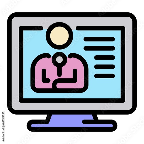 Home tv presenter icon. Outline home tv presenter vector icon color flat isolated
