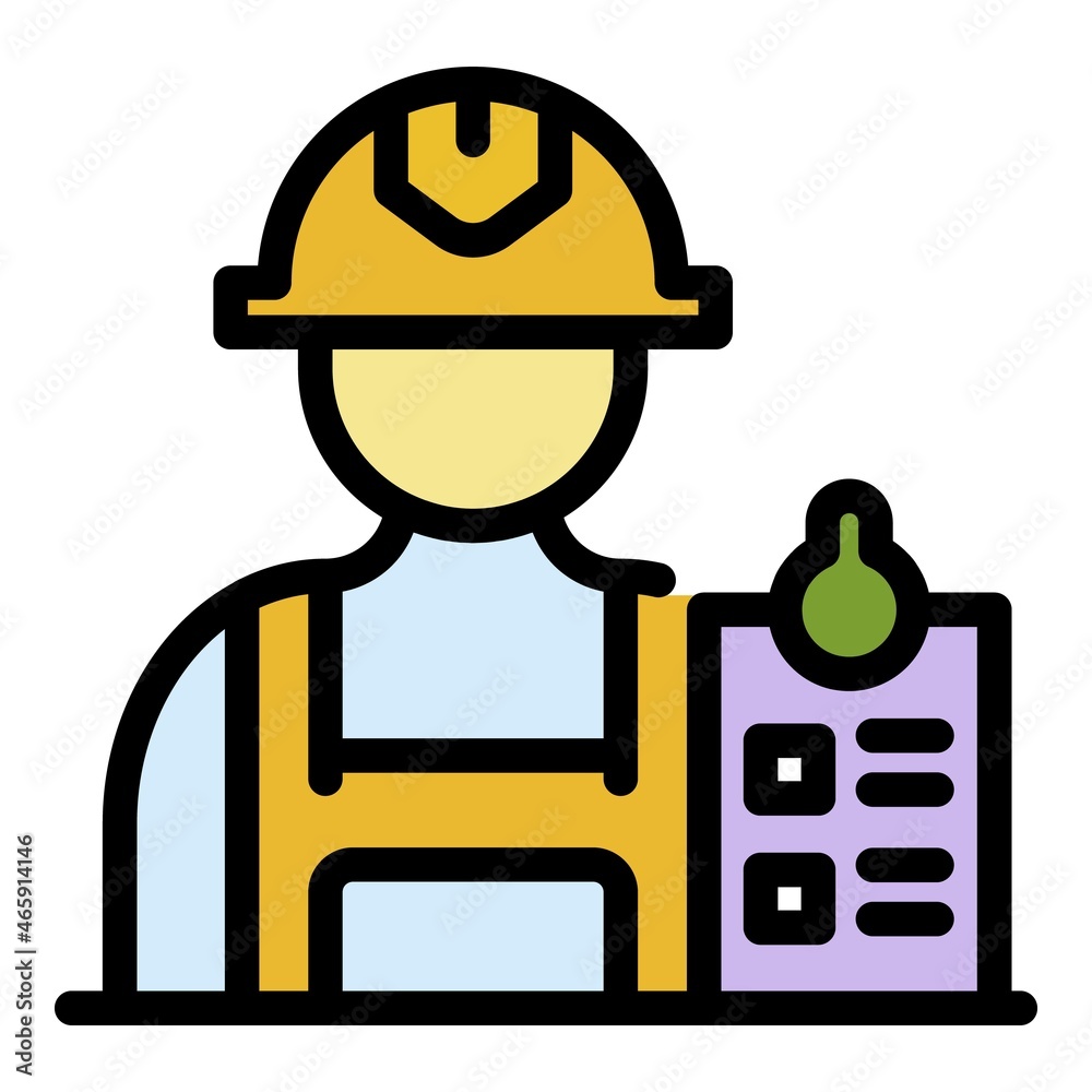 Engineer clipboard icon. Outline engineer clipboard vector icon color flat isolated Engineer clipboard icon. Outline engineer clipboard vector icon color flat isolated