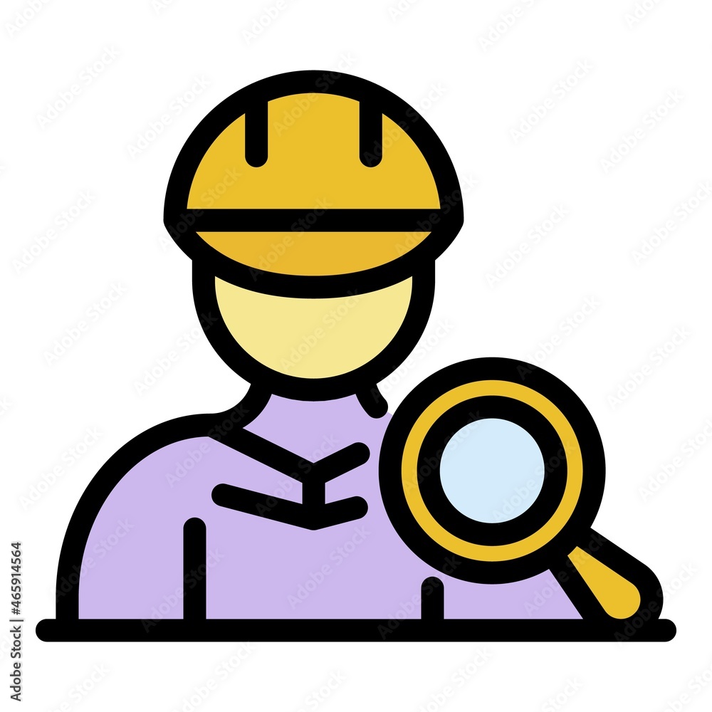 Search communication engineer icon. Outline search communication engineer vector icon color flat isolated Search communication engineer icon. Outline search communication engineer vector icon color flat isolated