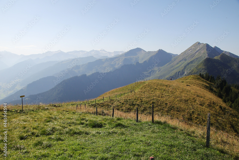 Panorama opening from Kreuzkogel mountain. Grossarltal, Austria