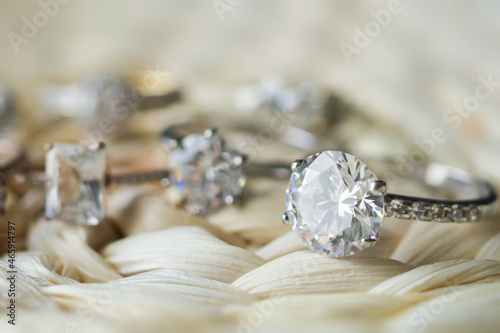 Jewelry diamond wedding rings close up