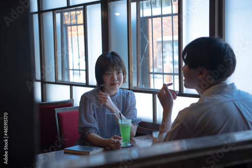 Couple in Japanese style Cafe