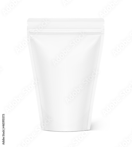 Extended pouch bag mockup. Vector illustration isolated on white background. Front view. Can be use for template your design, presentation, promo, ad. EPS10.