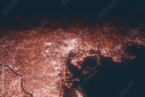 Photography Tokyo aerial view at night