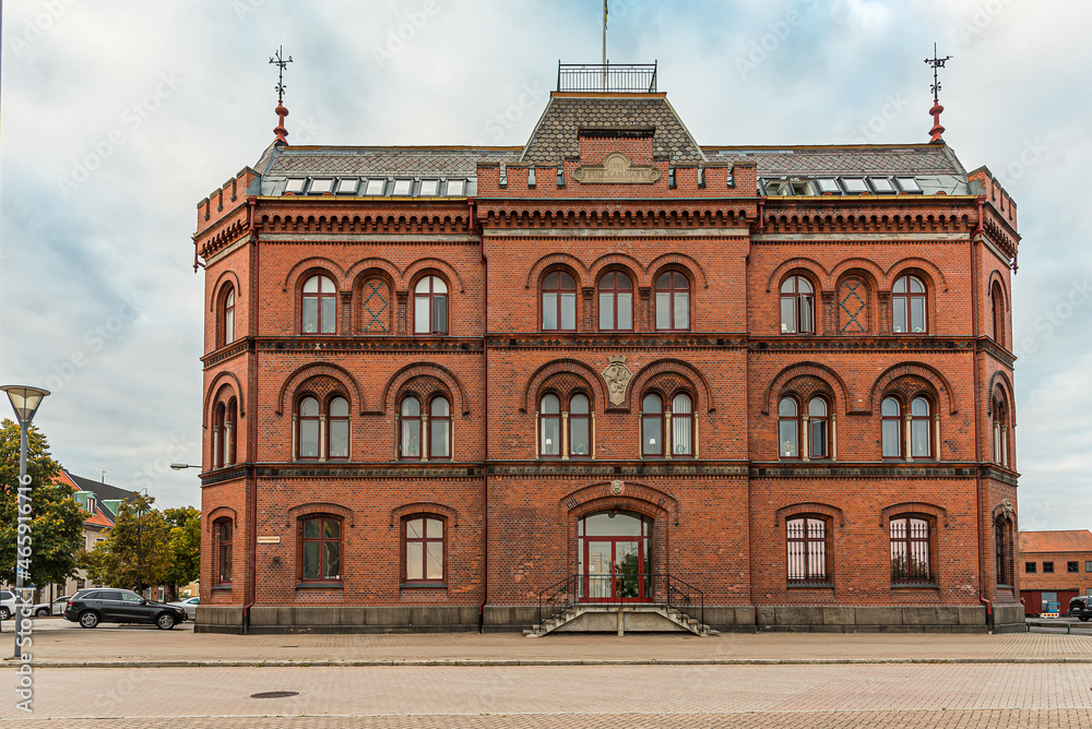 the old railway station in Ystad is built by red bricks