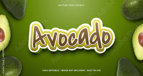 Avocado fruit editable text effect. Premium Vector
