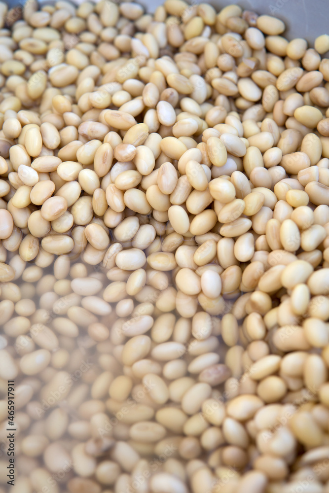 Soaked soybeans close-up Soaked soybeans close-up