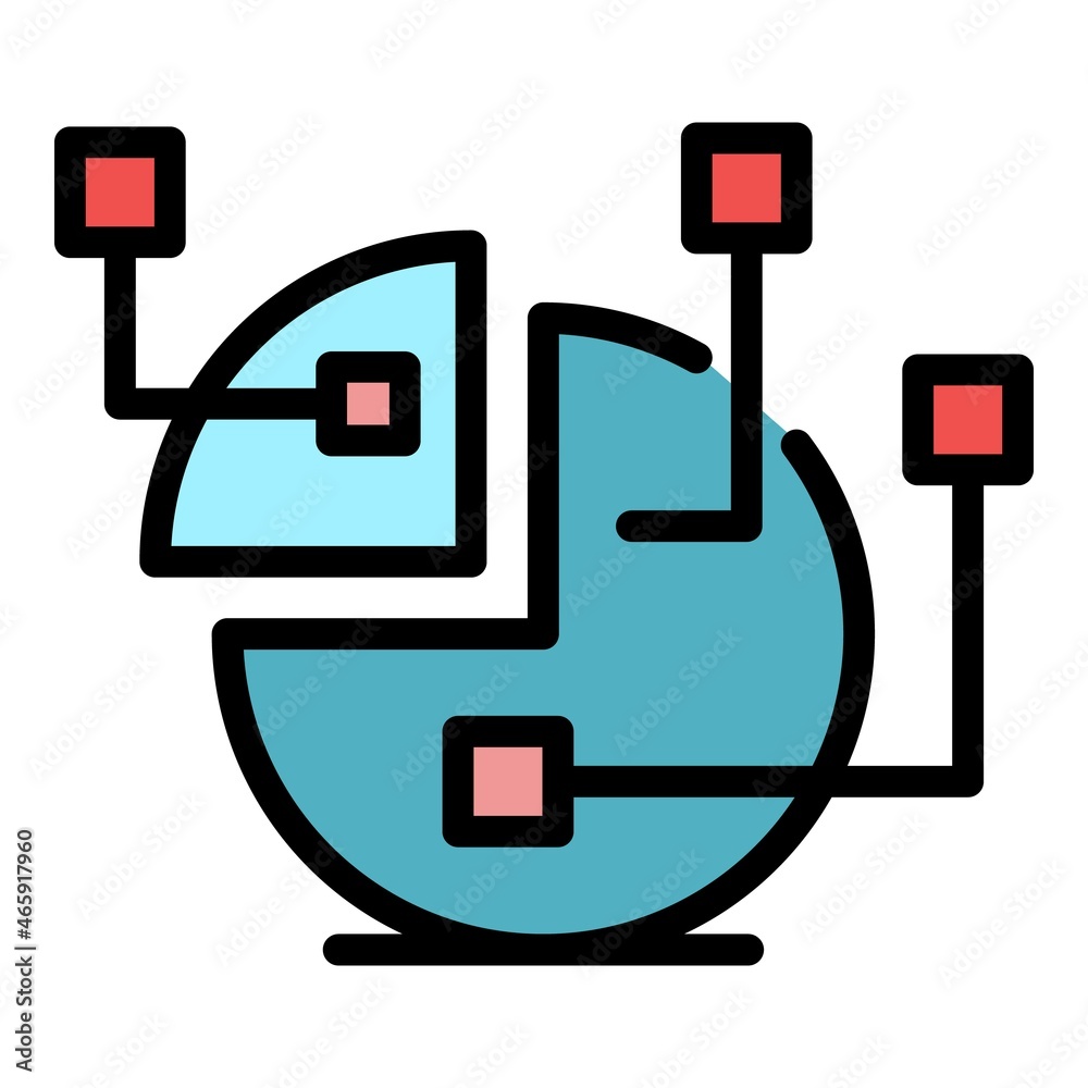 Tax pie chart icon. Outline tax pie chart vector icon color flat isolated Tax pie chart icon. Outline tax pie chart vector icon color flat isolated