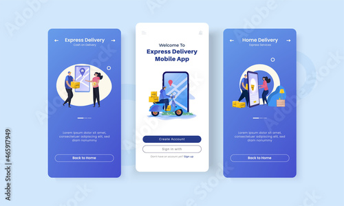 Express delivery illustration on onboard screen template