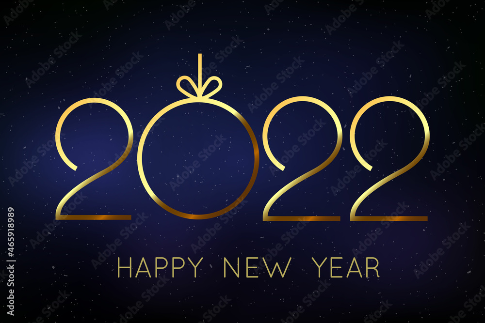 2022 New Year background with gold numbers.