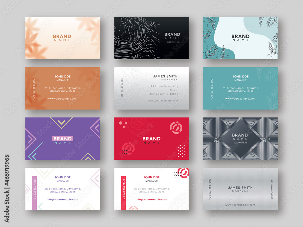 Abstract Modern Business Card Set In Colorful.