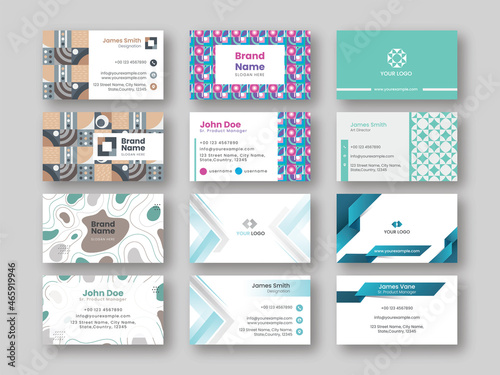 Set Of Abstract Business Or Visiting Cards on Gray Background.