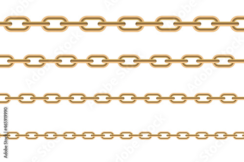 Set of metal chain. Gold necklace.
