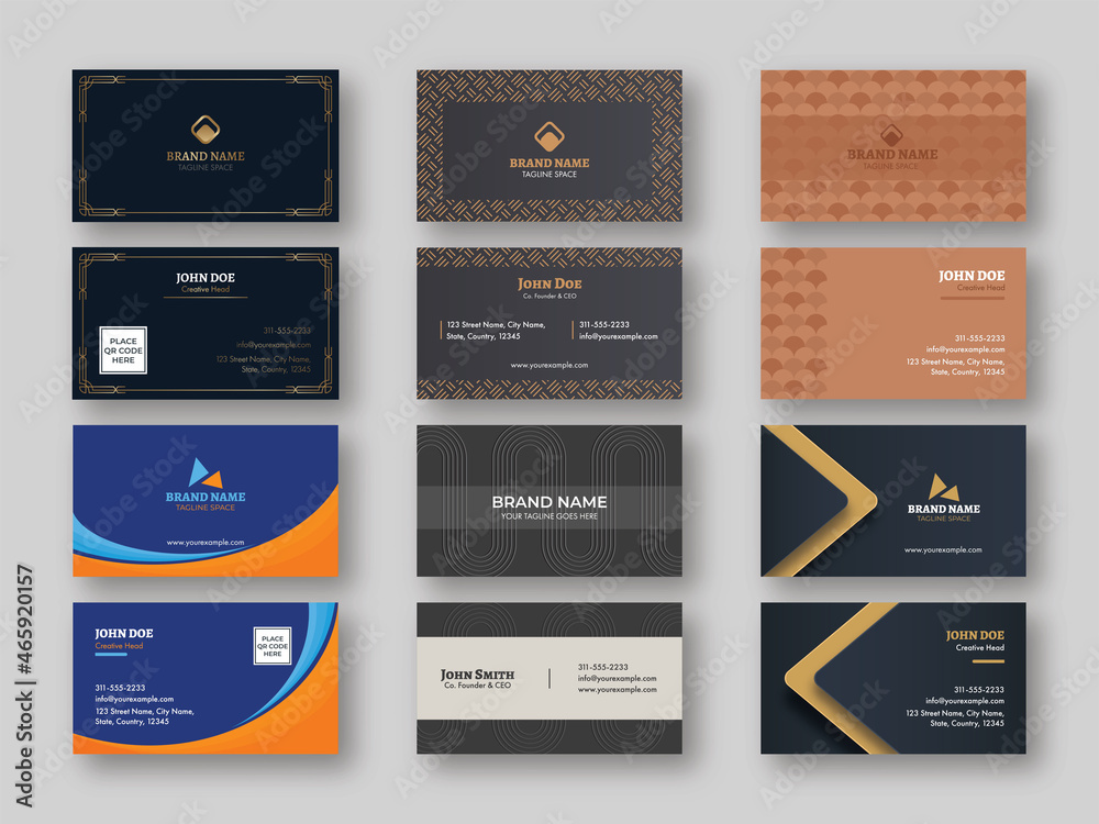Fototapeta premium Modern Business Card Template Set On Gray Background.