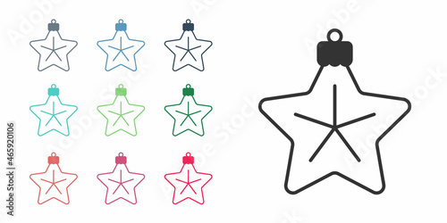 Black Christmas star icon isolated on white background. Merry Christmas and Happy New Year. Set icons colorful. Vector