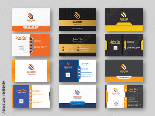 Set Of Business OR Visiting Card In Front And Back View.