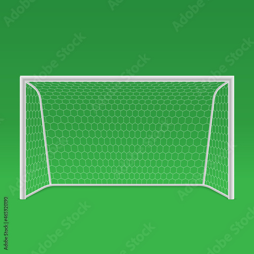 3d soccer goal front view on green background
