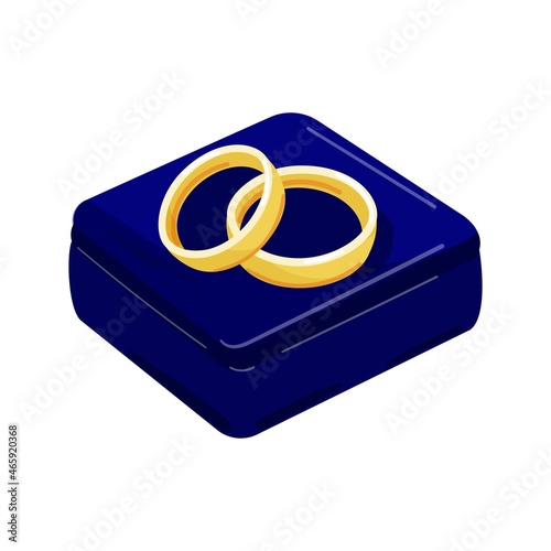 Gold wedding rings. Vector isolated on white background. Cartoon style. A symbol of marriage, engagement.