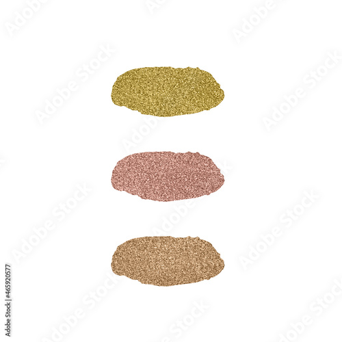 Sparkling brushstrokes set with gold, roze and bronze glitter. Christmas glowing seasonal elements.