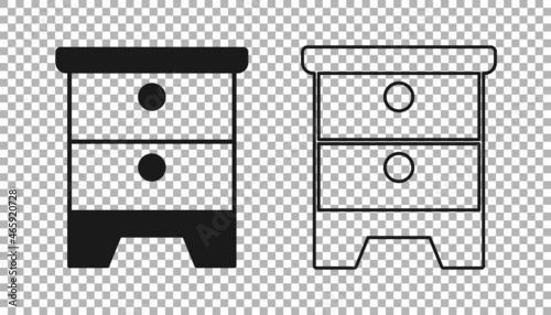 Black Furniture nightstand icon isolated on transparent background. Vector