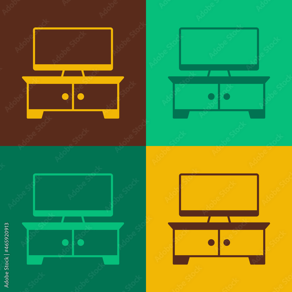 Pop art TV table stand icon isolated on color background. Vector Pop art TV table stand icon isolated on color background. Vector