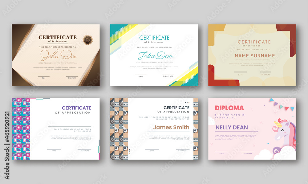 Horizontal Certificate Template Layout In Six Options. Horizontal Certificate Template Layout In Six Options.